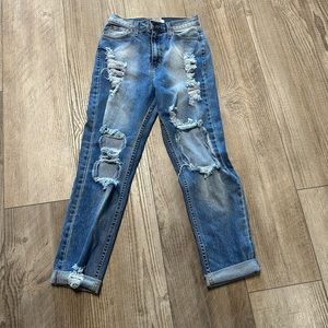 Vintage Vibrant M.I.U Made USA ripped destroyed jeans hi waisted 7